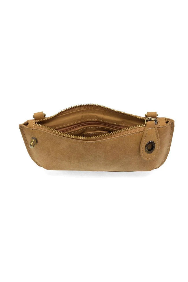 Joy Susan Faux Suede Crossbody Wristlet in Wheat