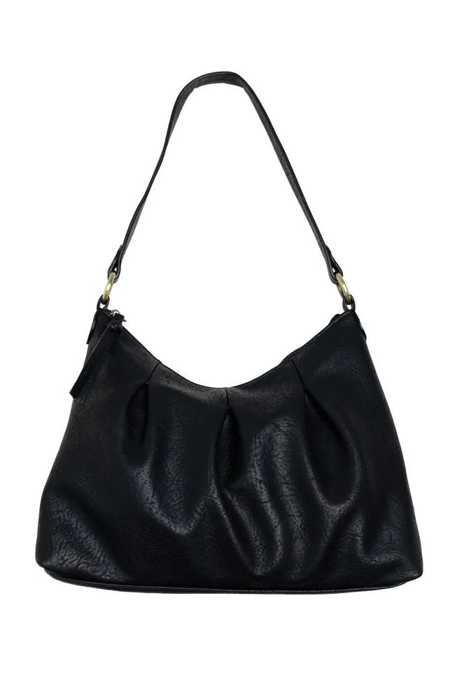 Joy Susan Sasha Pleated Hobo Crossbody in Black