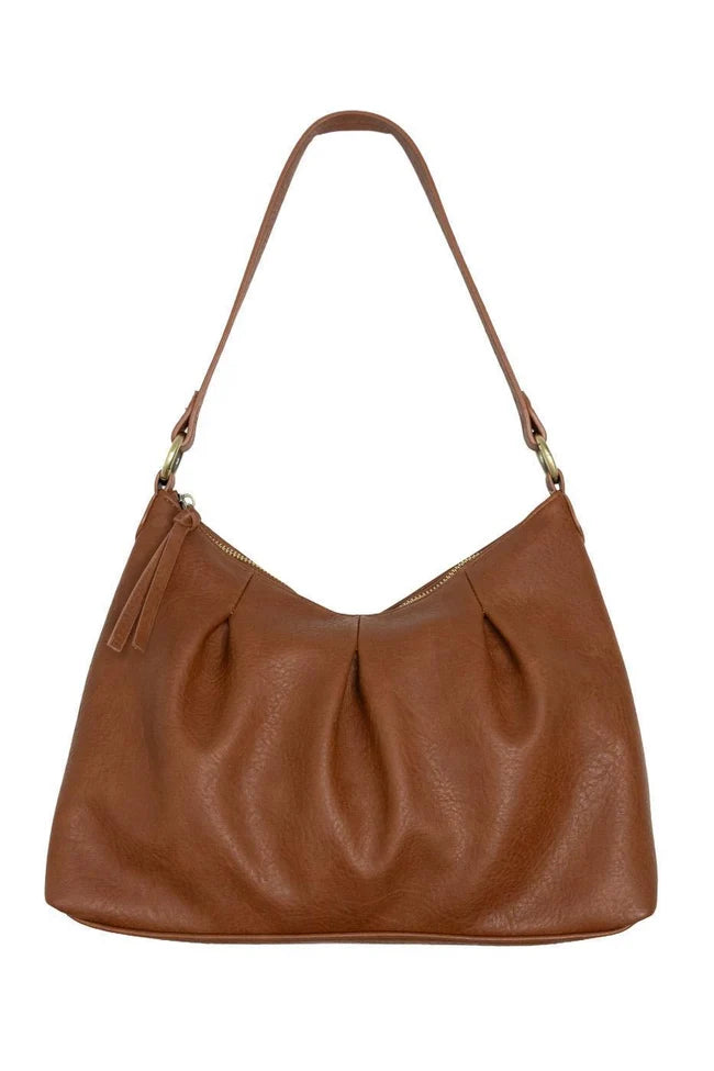 Joy Susan Sasha Pleated Hobo Crossbody in Saddle