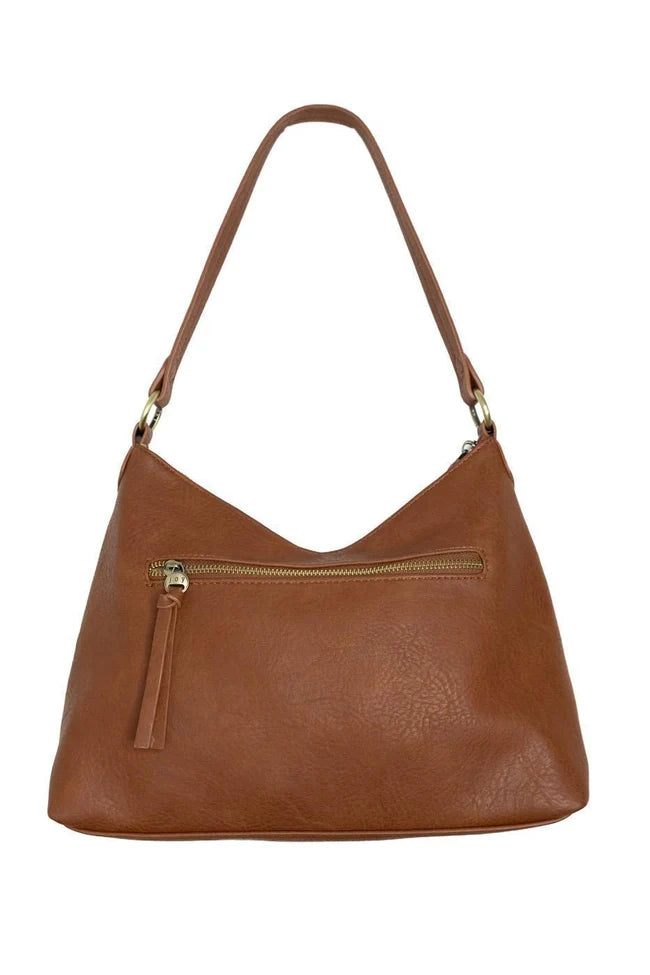 Joy Susan Sasha Pleated Hobo Crossbody in Saddle