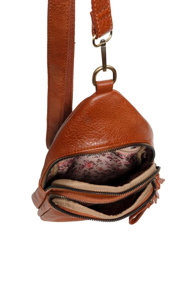 Joy Susan Jas Medium Crossbody Bag in Cognac