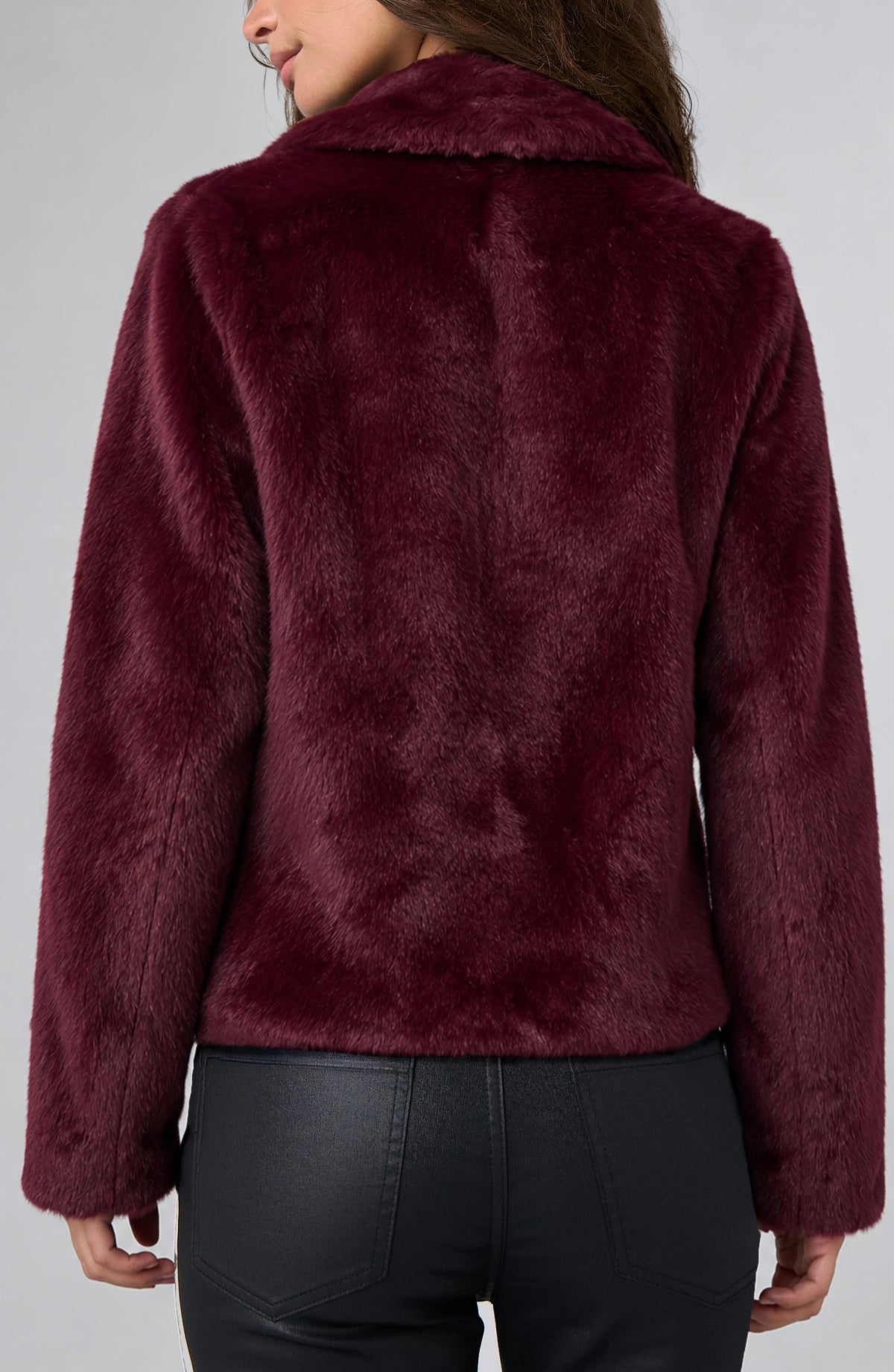 Liverpool Faux Fur Jacket in Dark Oxblood