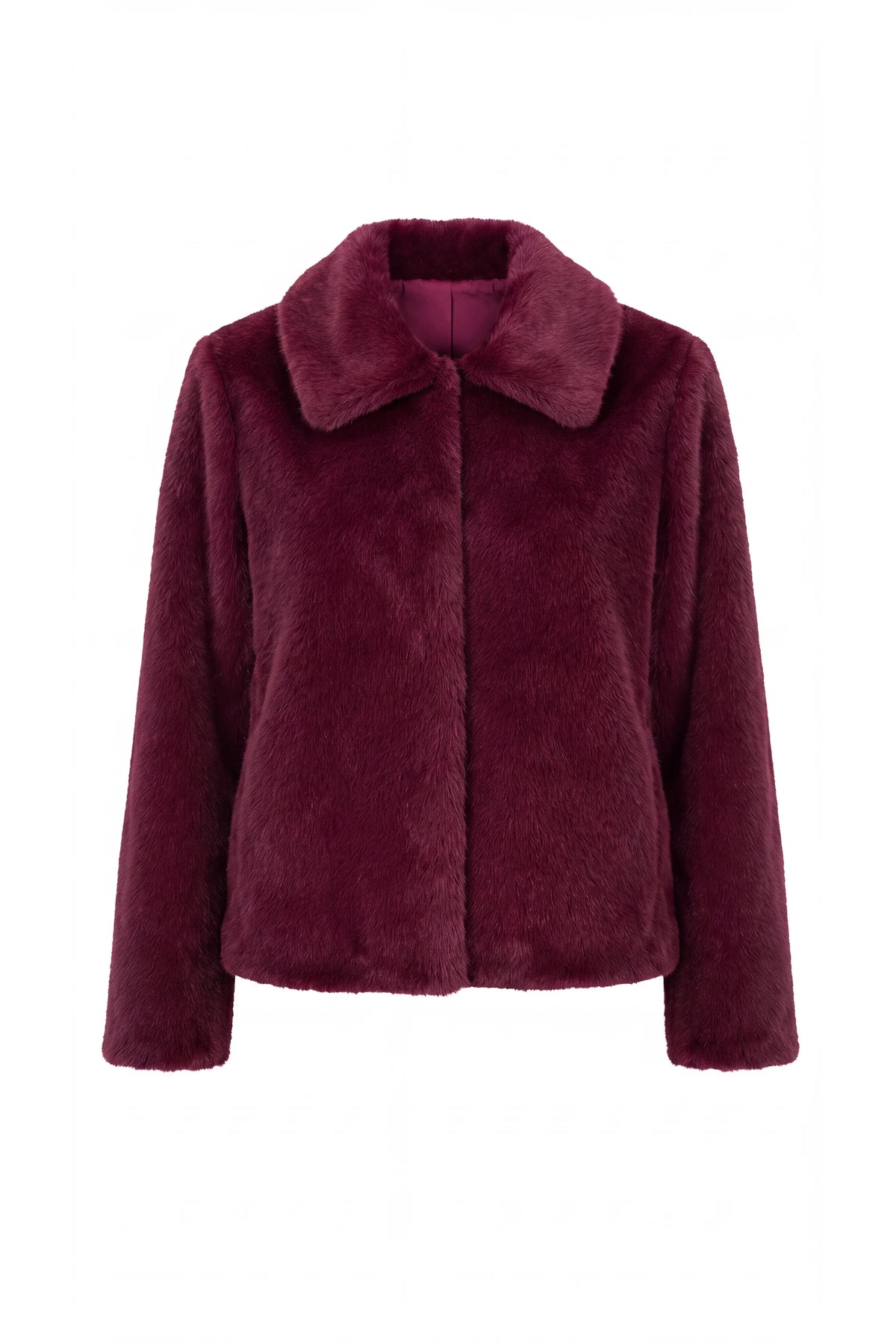 Liverpool Faux Fur Jacket in Dark Oxblood