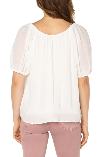 Liverpool Double V-neck Shirred Blouse