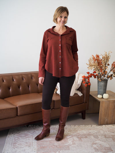 Cut Loose Button Front Top