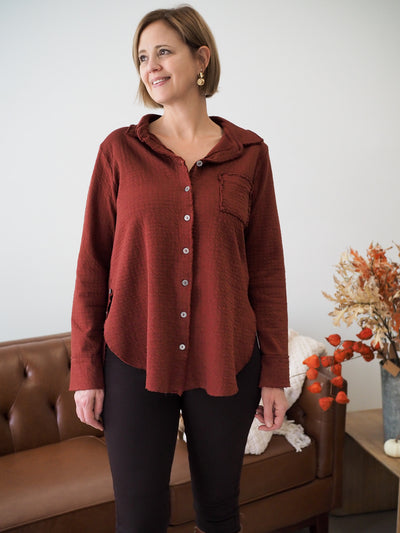 Cut Loose Button Front Top
