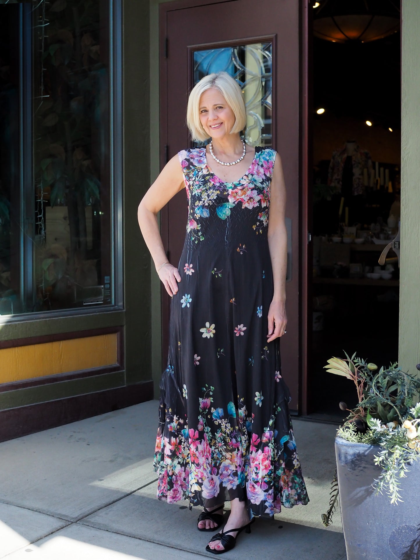 Komarov Chiffon Printed Maxi Dress