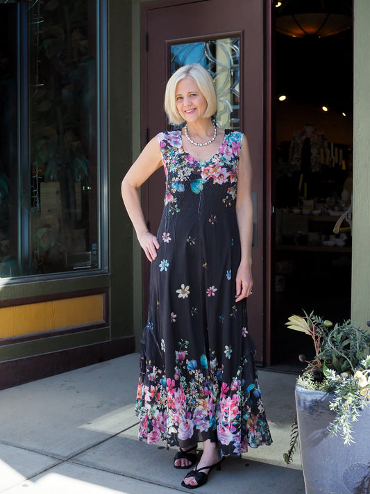Komarov Chiffon Printed Maxi Dress