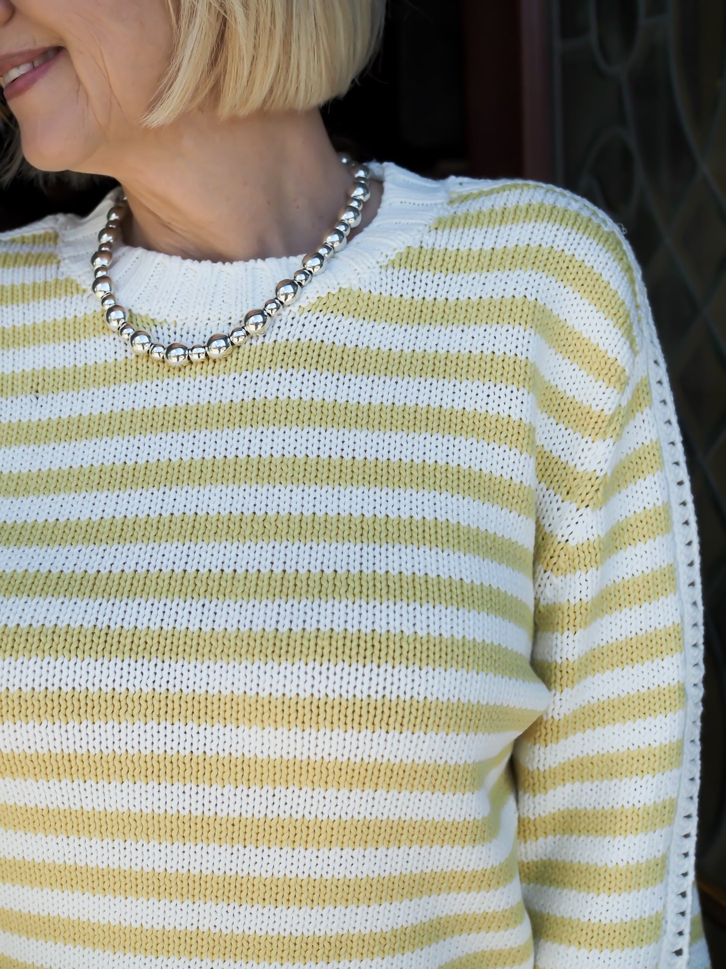 Michael Stars Lemonade Merle Striped Crew Neck Sweater