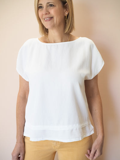 Mododoc Short Sleeve Double Layer Blouse