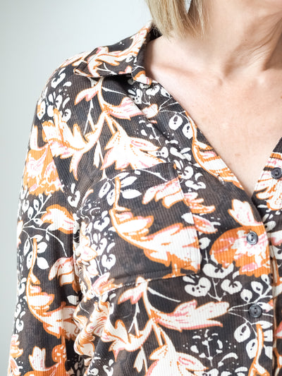 Tribal Rib Knit Button Up Top