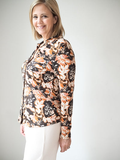 Tribal Rib Knit Button Up Top