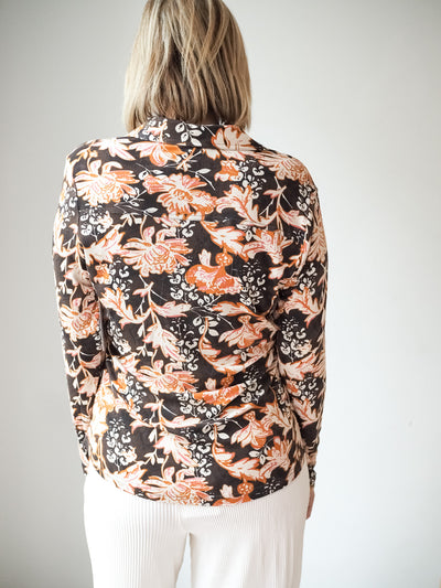 Tribal Rib Knit Button Up Top