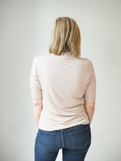 Tribal Mock Neck Elbow Sleeve Top