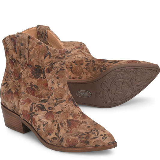 Sofft Cambridge Bootie in Brown Floral