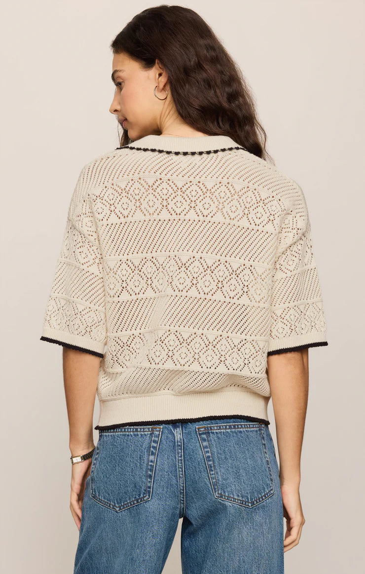 Z Supply Denman Crochet Polo Sweater