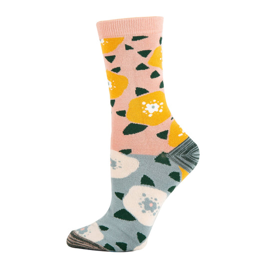 LA Flor| Women's Floral Premium Bamboo Crew Socks