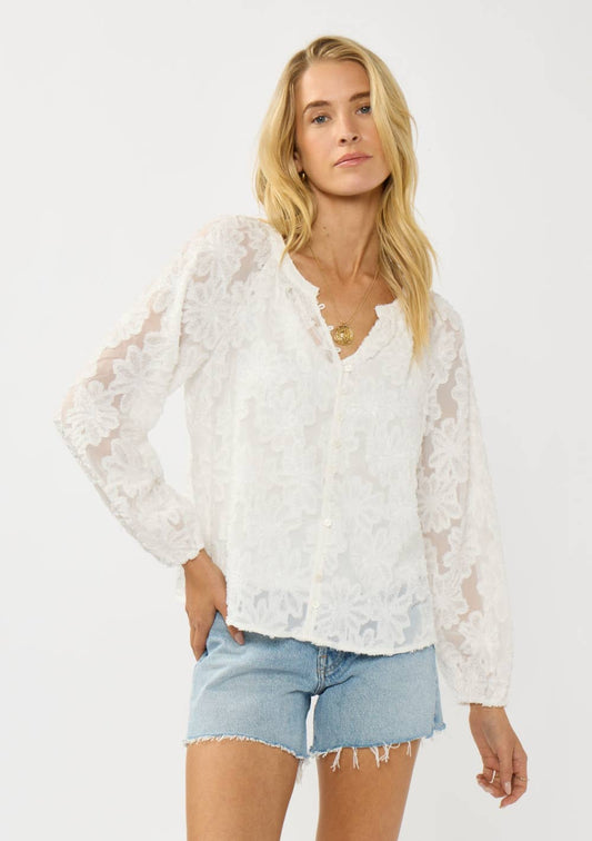 Long Sleeve  Raglan Button Down Blouse