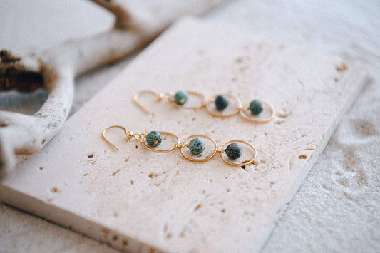 Private Label Triple Hoop Gemstone Drop Earrings