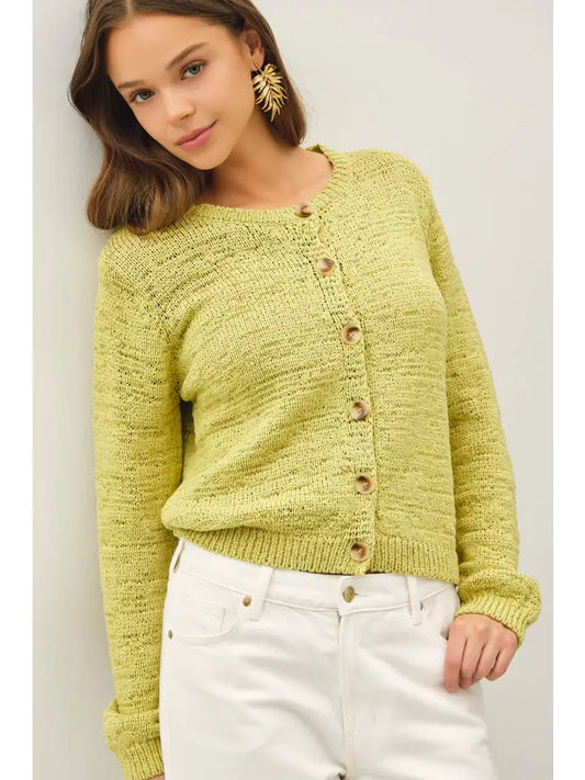 Be Cool Lime Cardigan Sweater