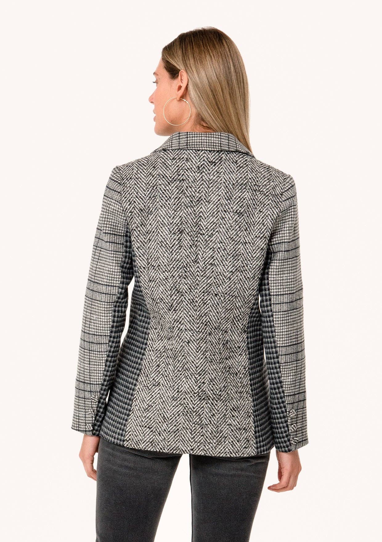 Lovestitch Plaid Patchwork Single-Breasted Blazer