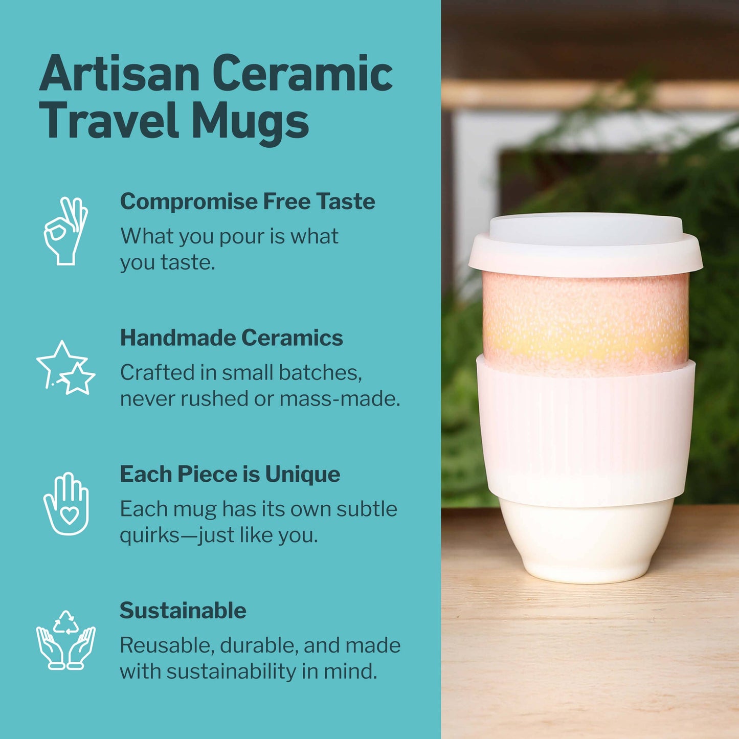 Afterglow 12oz Ceramic Travel Mug – Reusable & Giftable