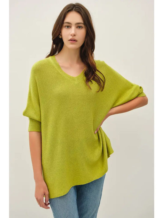 Be Cool Lime V-Neck Sweater