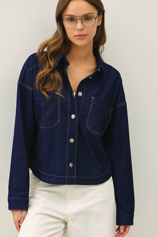Be Cool Knit Denim Cropped Jacket