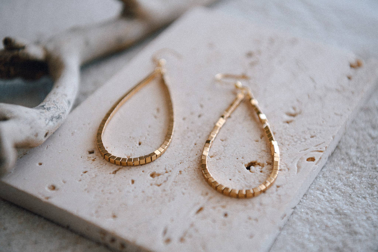 Private Label Hepburn Gold Beaded Teardrop Hoop Earrings, 2 finishes