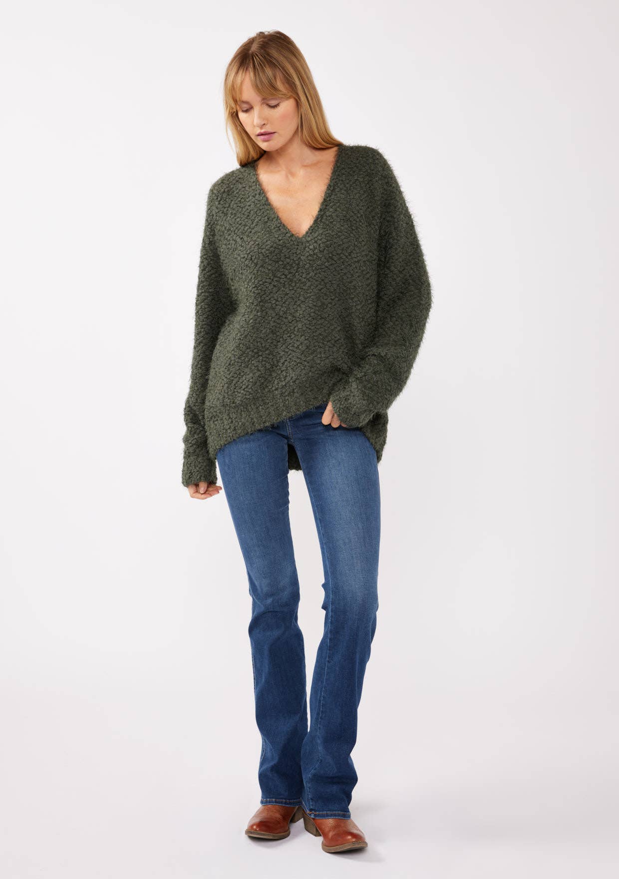 Lovestitch Hi-Low Fuzzy Pullover Sweater, 2 colors
