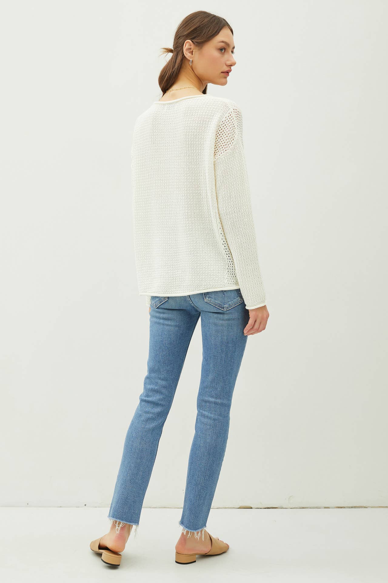 BOXY WAFFLE KNIT SWEATER