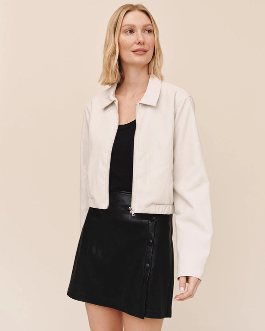 Bella Dahl Winter White Cropped Bomber Jacket