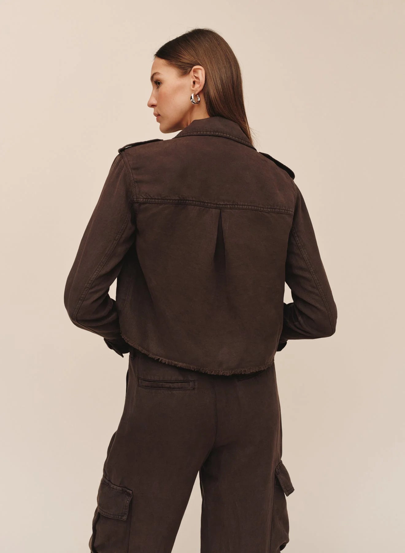 Bella Dahl Cropped Utility Jacket with Frayed Hem