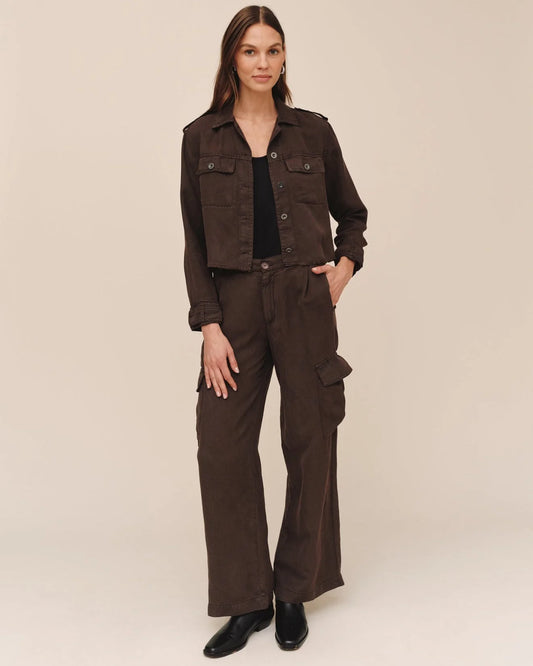 Bella Dahl Cropped Utility Jacket with Frayed Hem