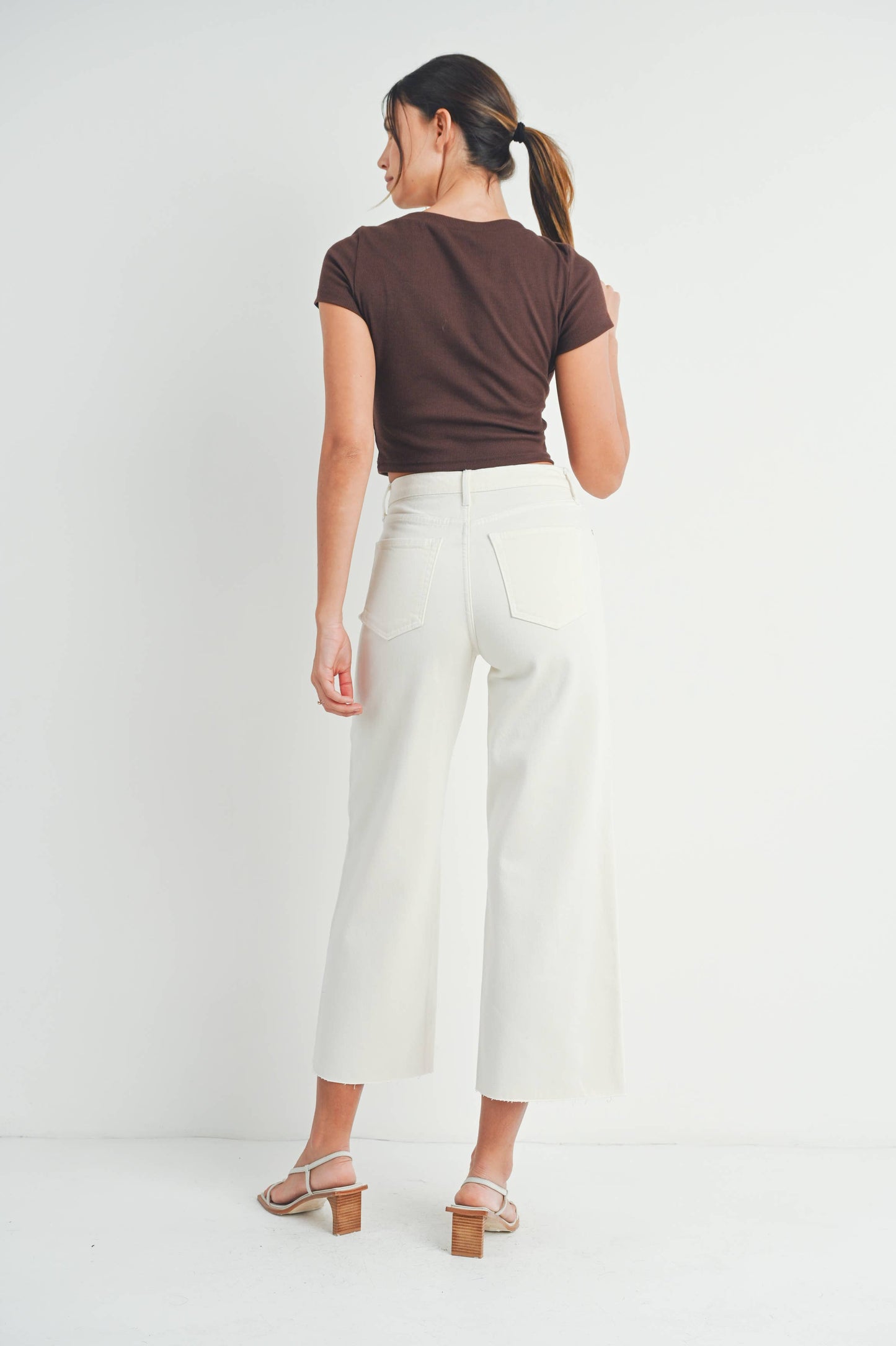 Scissor Cut Wide Leg Pants in Vanilla Bean
