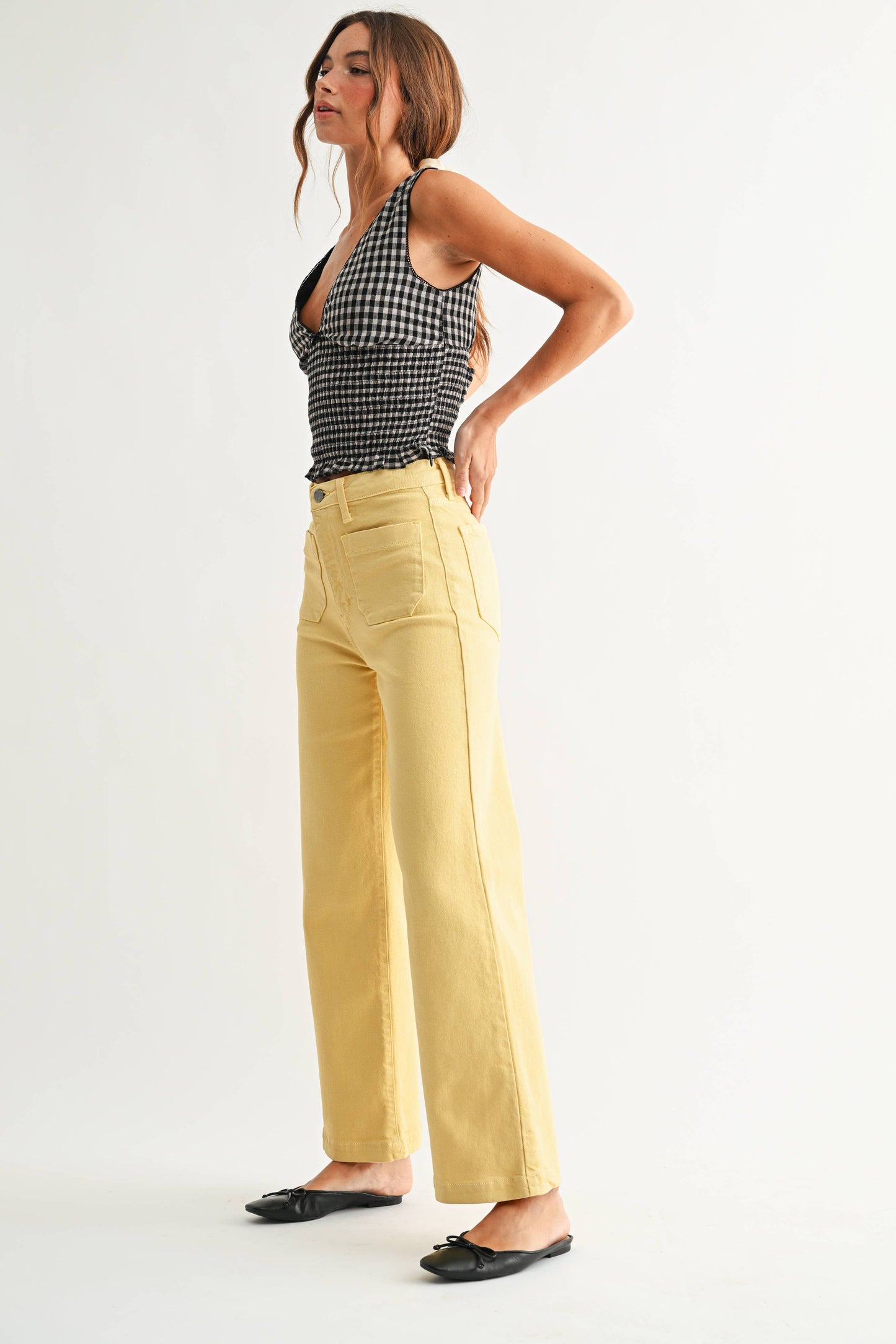 Just Black Denim Patch Pocket Wide Leg