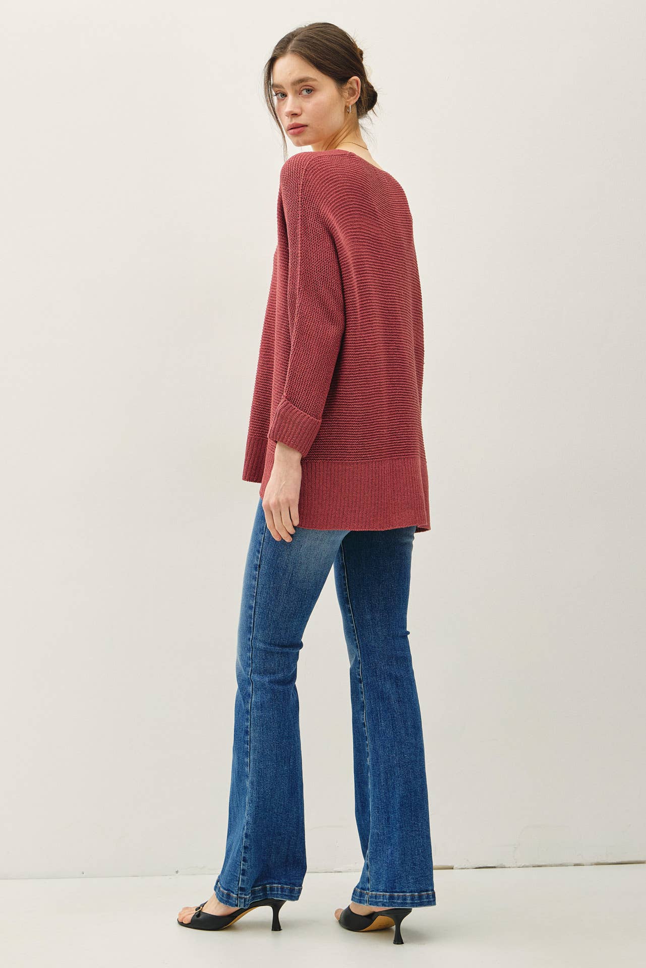 V-NECK DOLMAN SLEEVE SWEATER, 3 colors