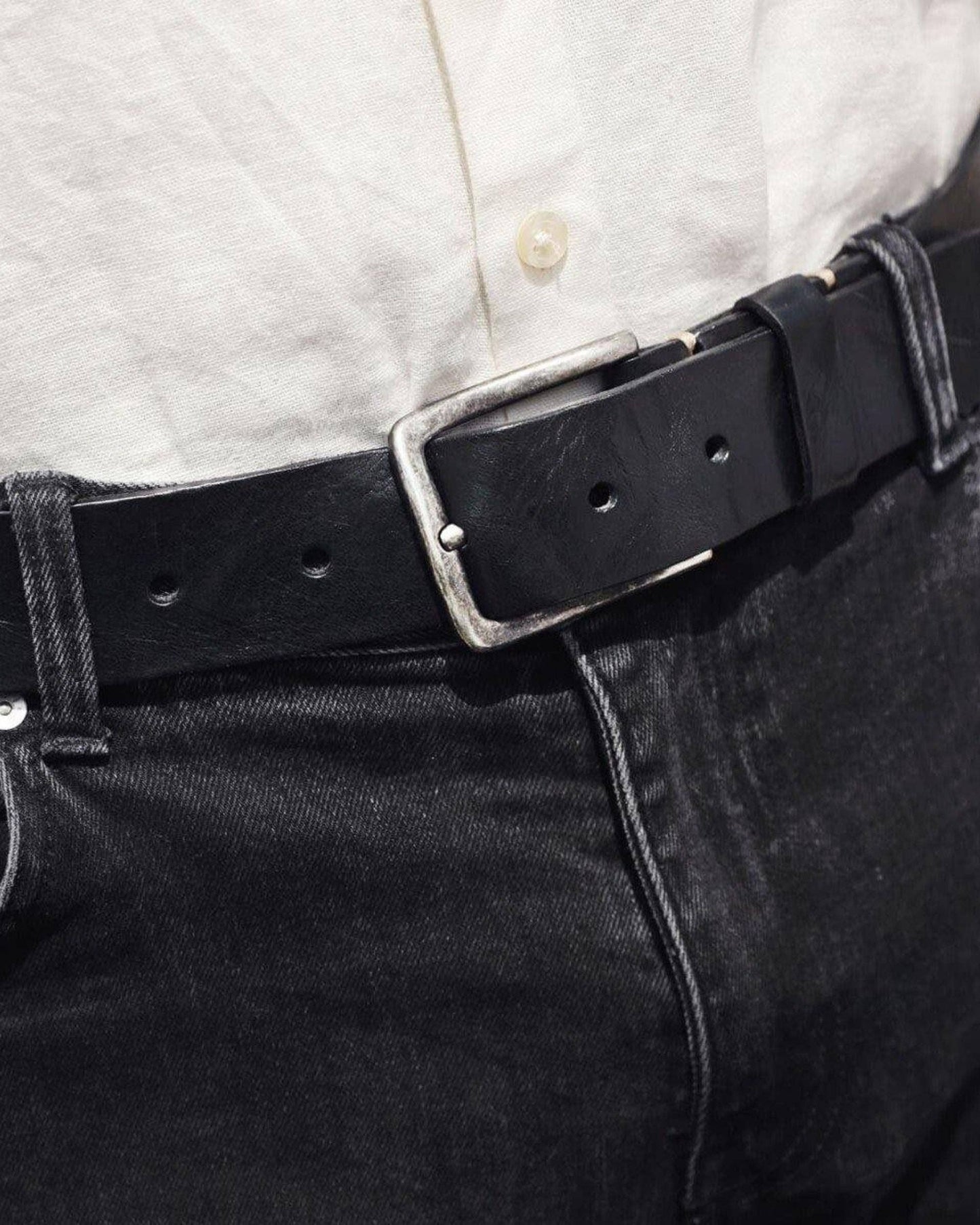 Dani | Silver Buckle Classic Casual Rugged Leather Belt