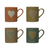 Stoneware Heart Mugs, 4 colors