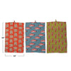 Linen Printed Tea Towel w/ Sea Life & Loop, Multi Color, 3 Styles