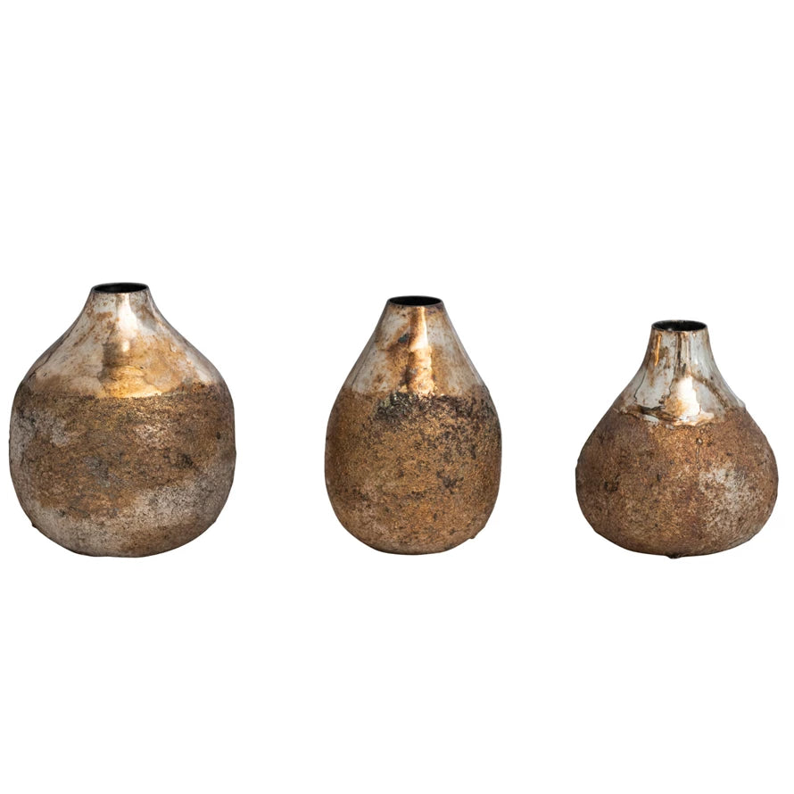 Metal Vases, Burnt Gold Finish