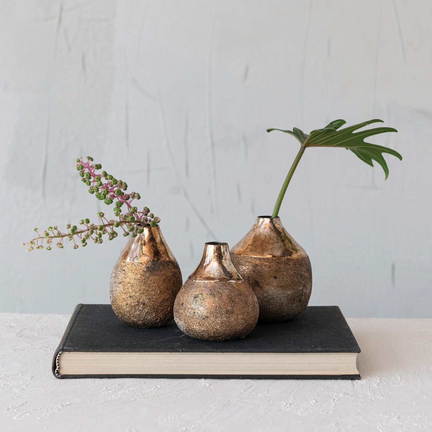 Metal Vases, Burnt Gold Finish