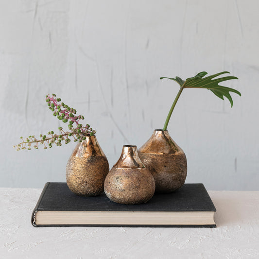 Metal Vases, Burnt Gold Finish