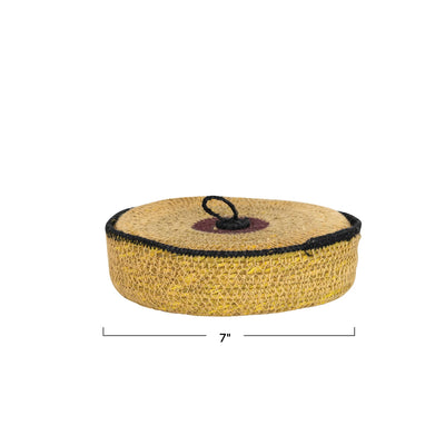 Hand-Woven Seagrass Nesting Baskets w/ 1 Lid, Multi Color, Set of 5