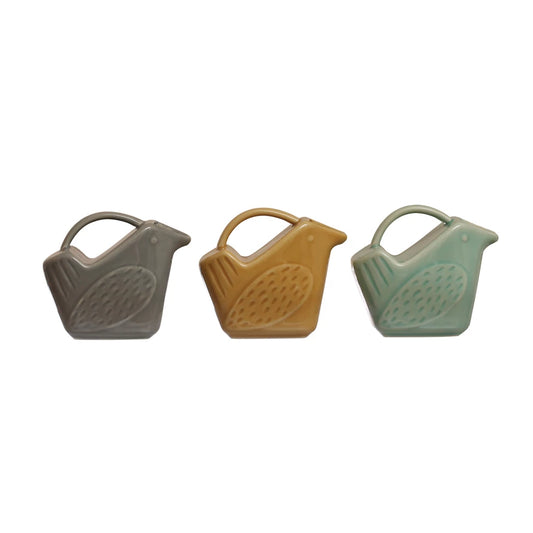 Stoneware Bird Creamers, 3 colors