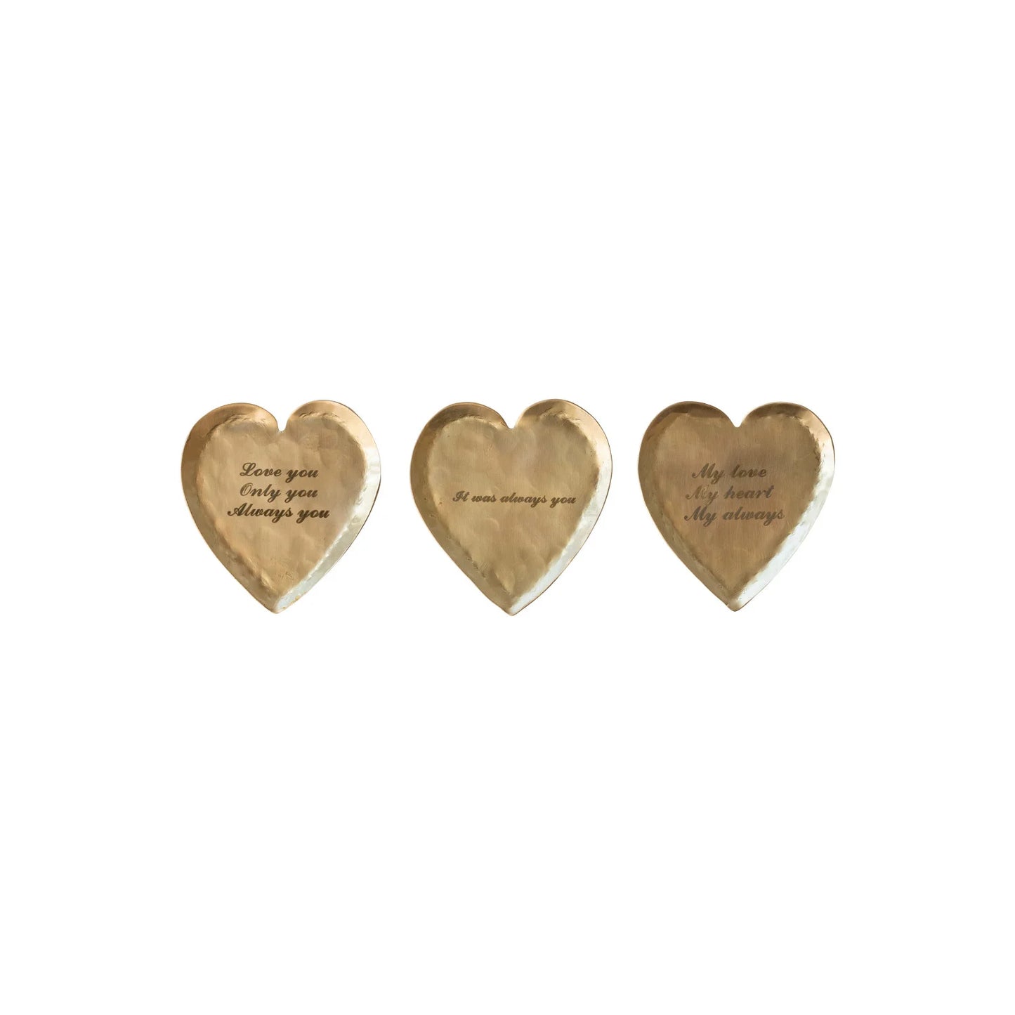 Decorative Hammer Brass Heart Dish, 3 styles