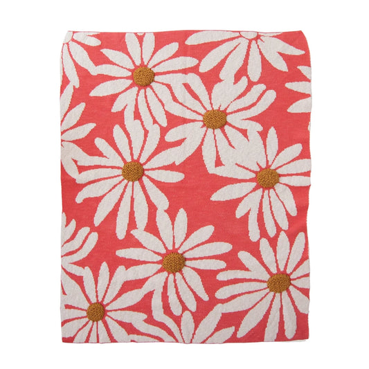 Flowers Cotton Knit Baby Blanket