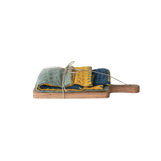 Cotton Waffle Weave Dish Cloths & Cutting Board