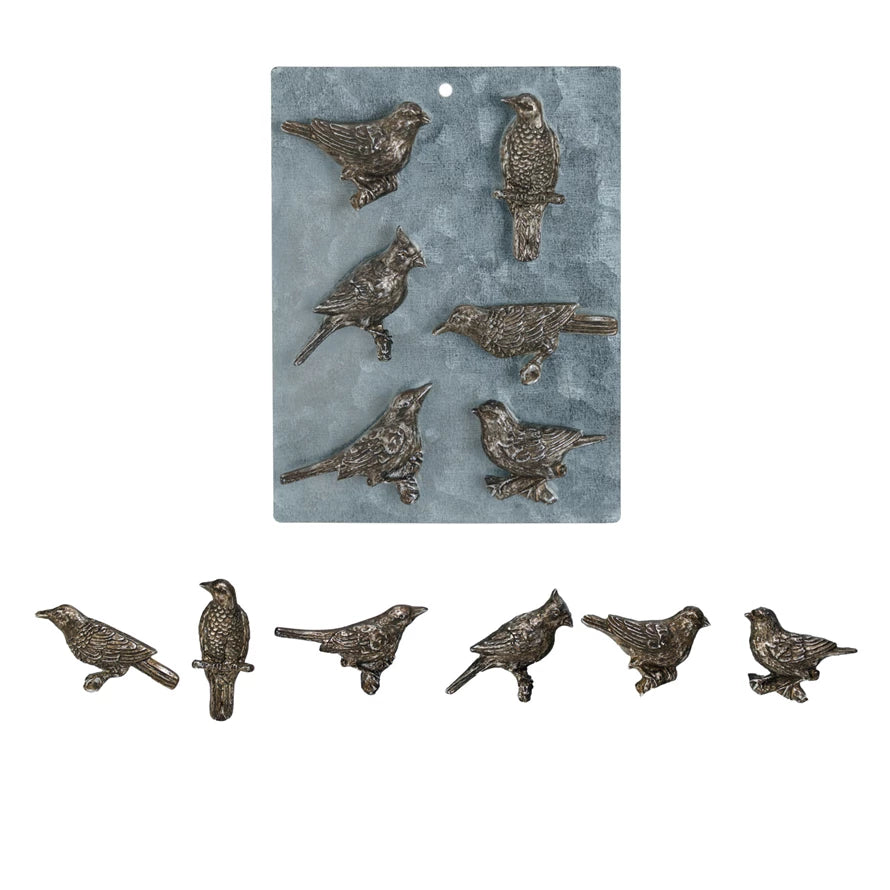 Pewter Bird Magnets Set
