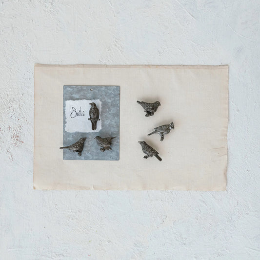 Pewter Bird Magnets Set